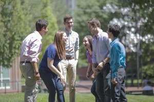 employees happily talking
