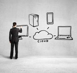 man looking at cloud services