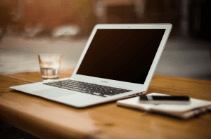 computer sitting on desk