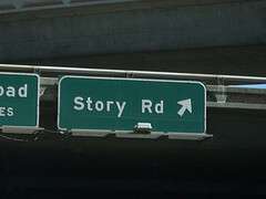 street sign that says story rd
