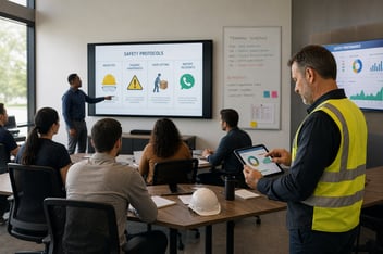 employees doing training in a group