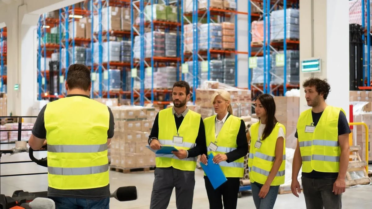 employees talking in a group