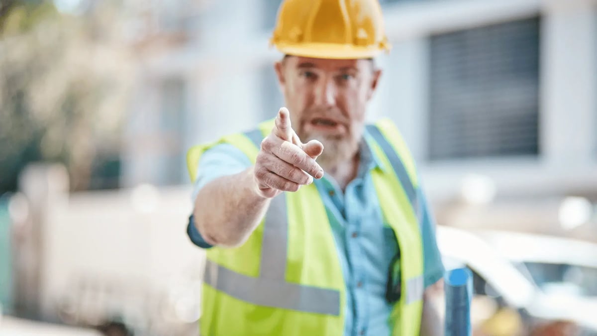 man angry at work on construction site