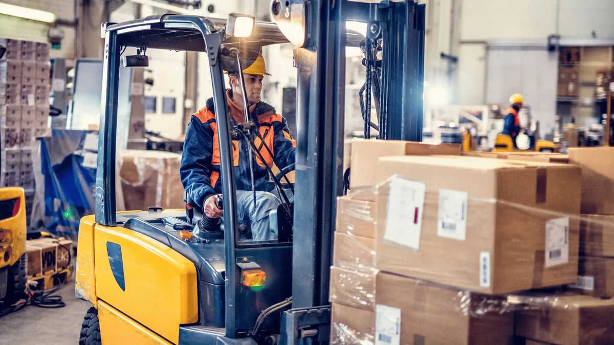 forklift in warehouse