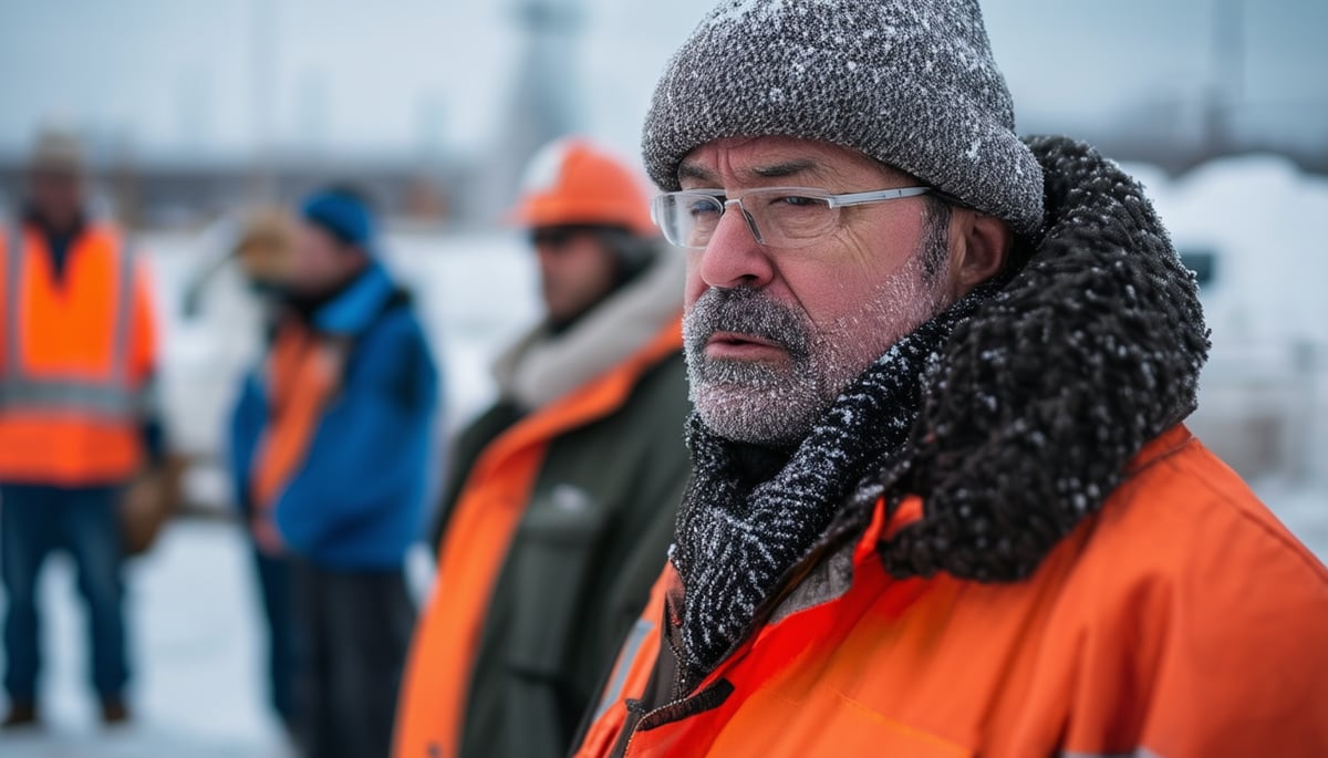 man working in the cold