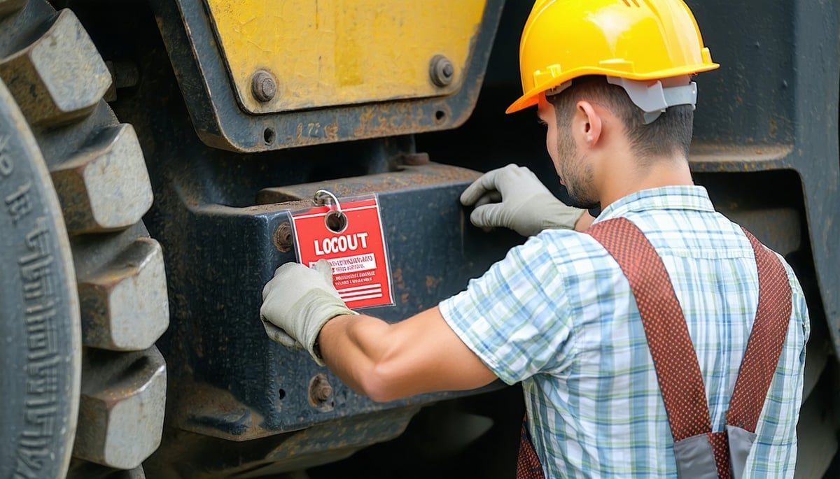 worker working on lockout tagout