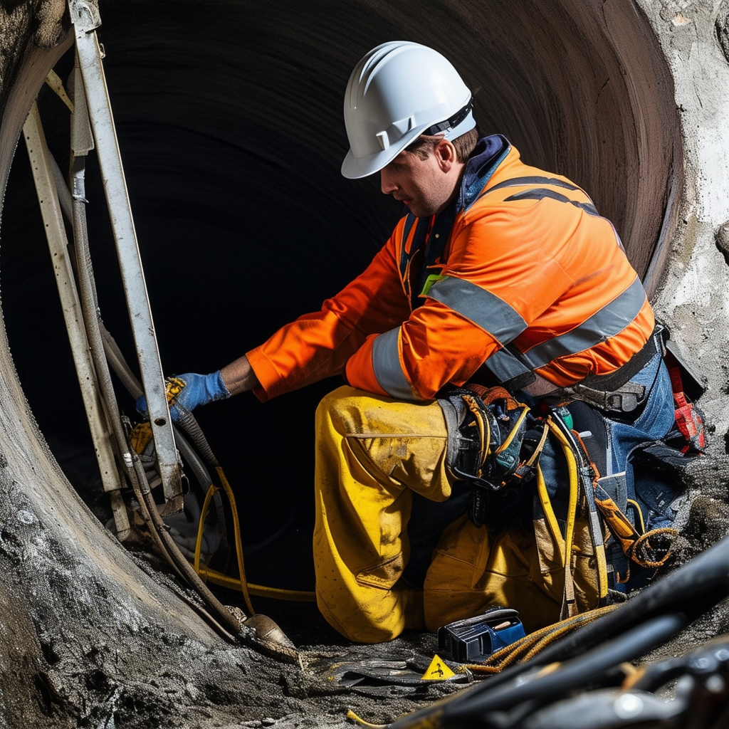 man working in a confined space
