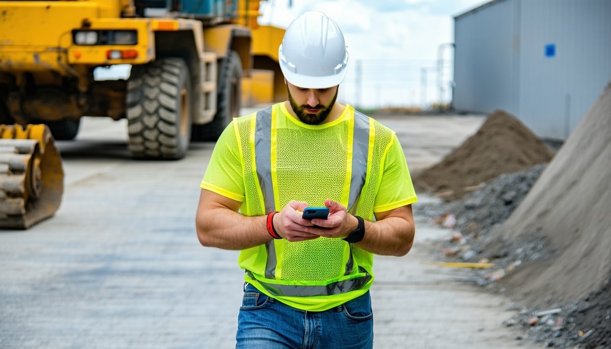 worker distracted while walking