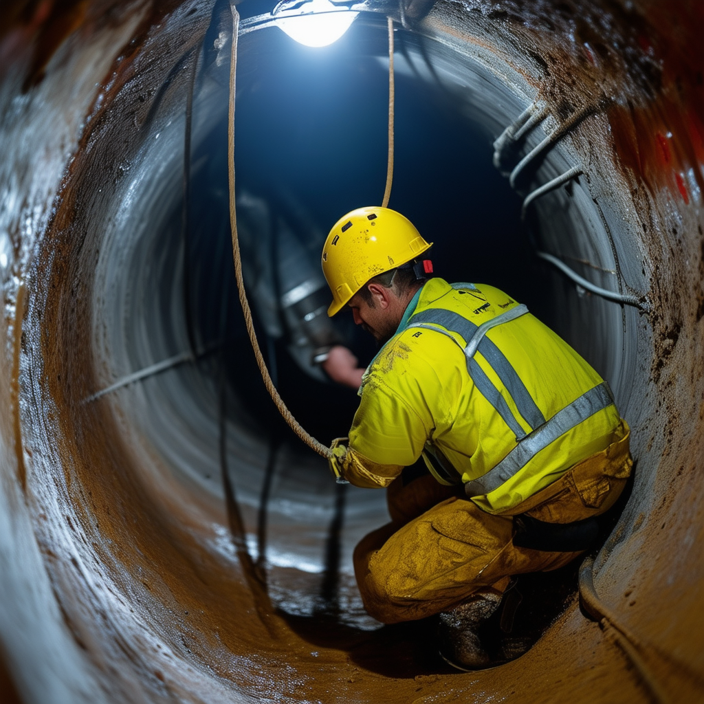 man working in a confined space