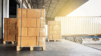 pallets racked on a dock