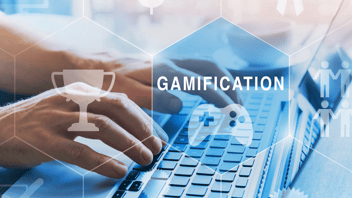 employee doing gamification training on computer