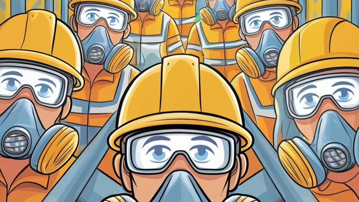 cartoon workers working in a confined space