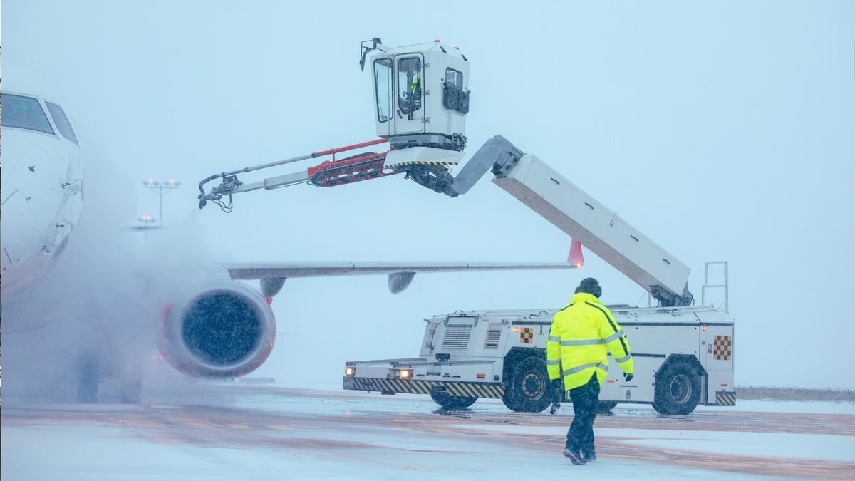 worker working in the snow