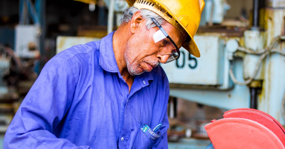 employee engaged in safety at work
