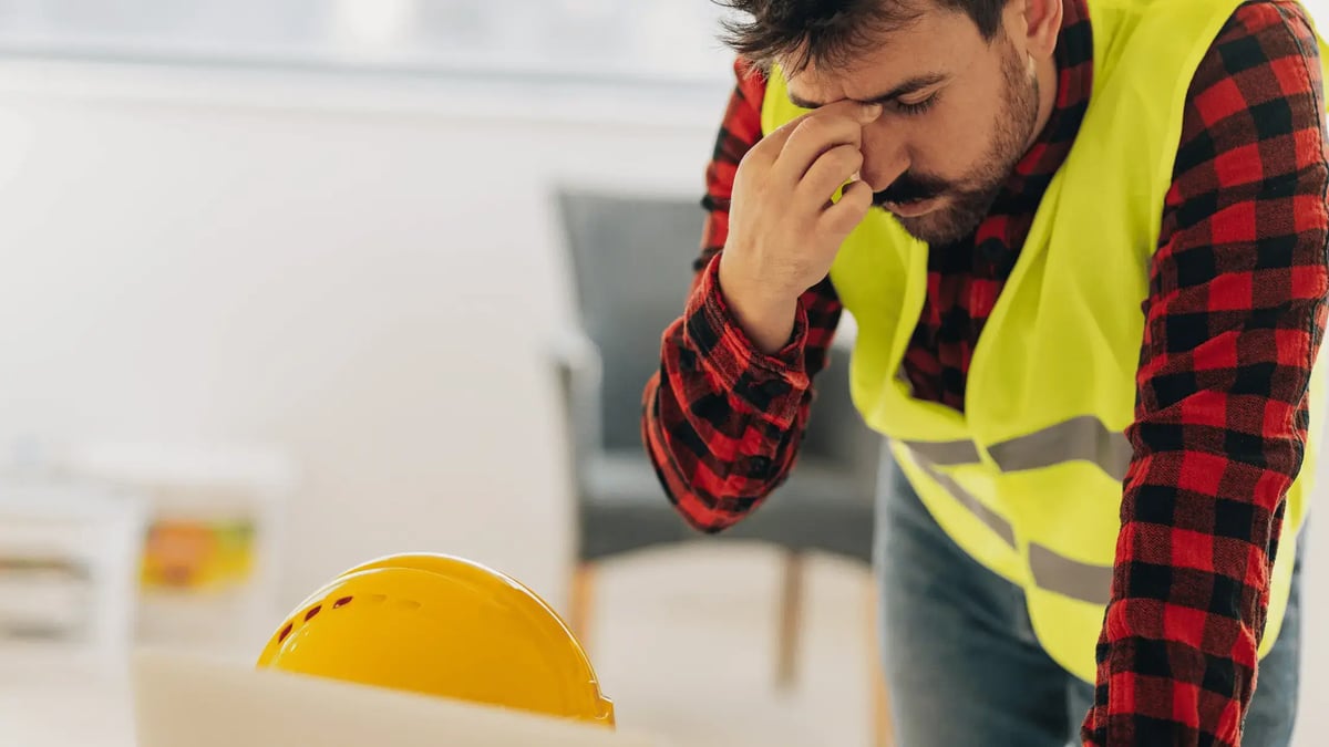 man stressed out at work