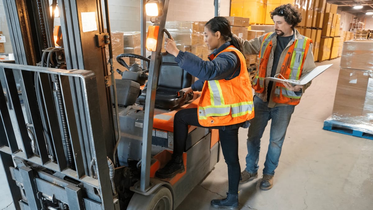 employee on forklift