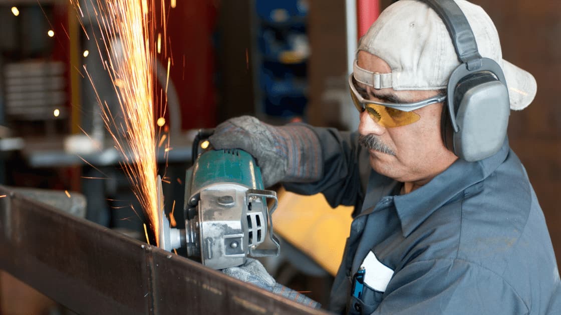 working using welding equipment