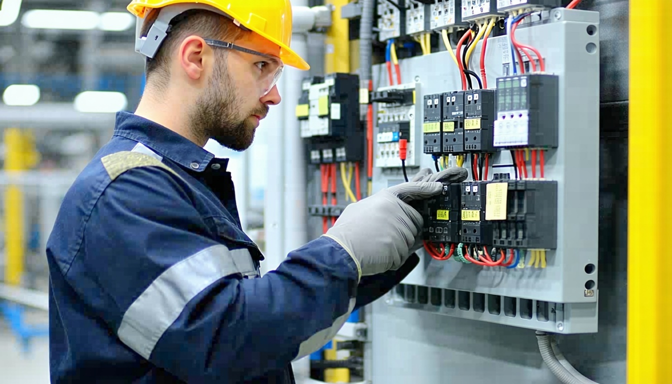 Technician performing an electrical safety inspect