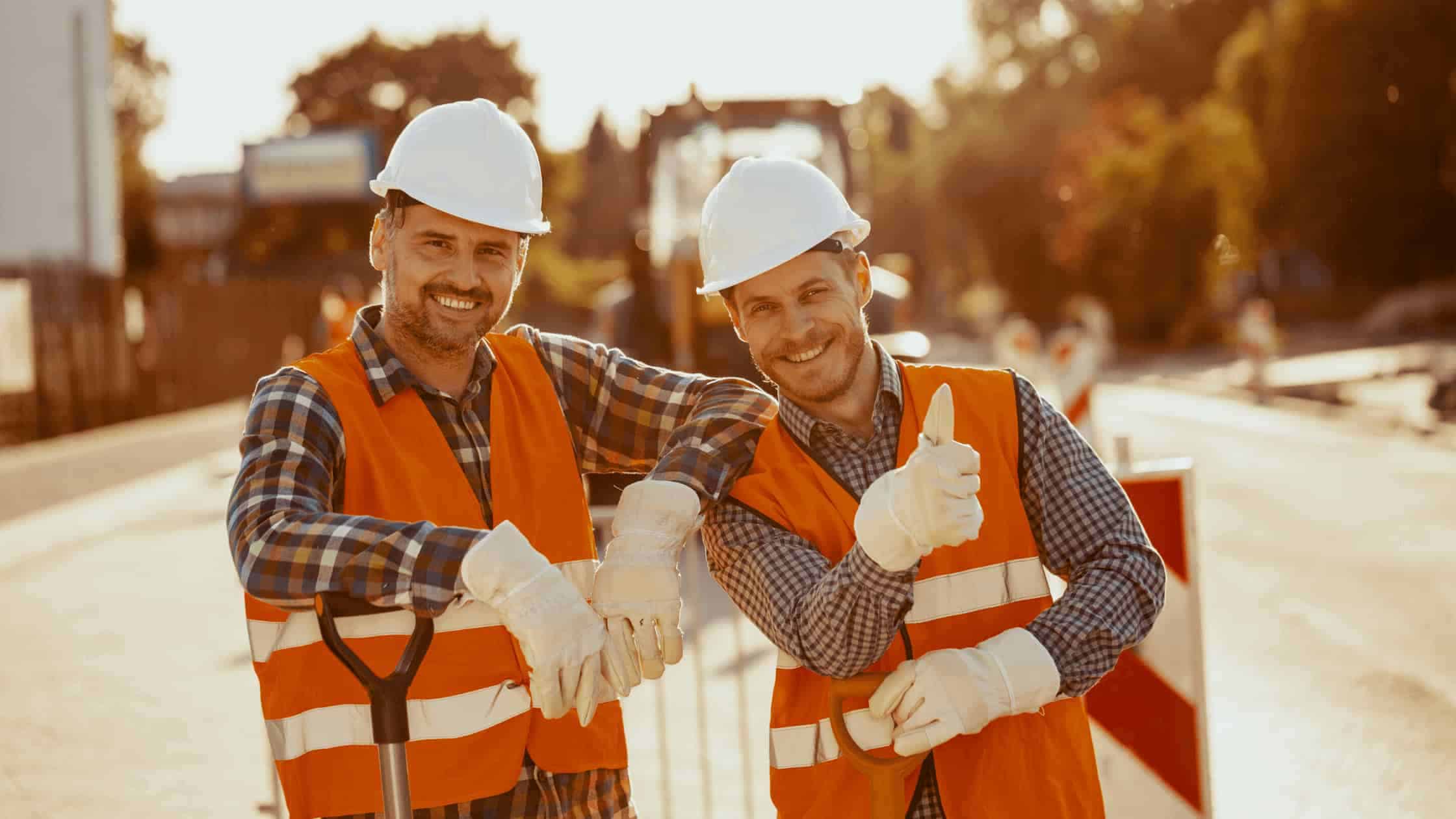 workers who are happy on construction site